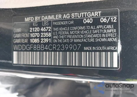 2012 Mercedes-Benz C 300 Luxury 4Matic/Sport 4Matic из США, поврежденный, VIN WDDGF8BB4CR239907